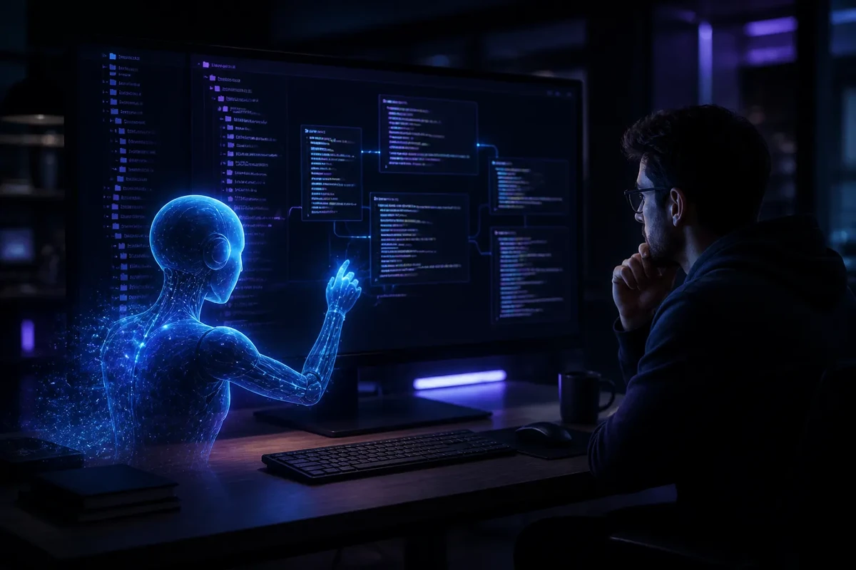 Agente de IA analizando un repositorio de software antes de programar